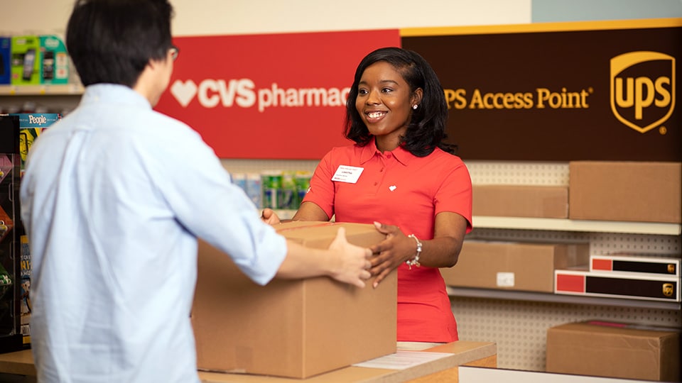 Person at counter in UPS store